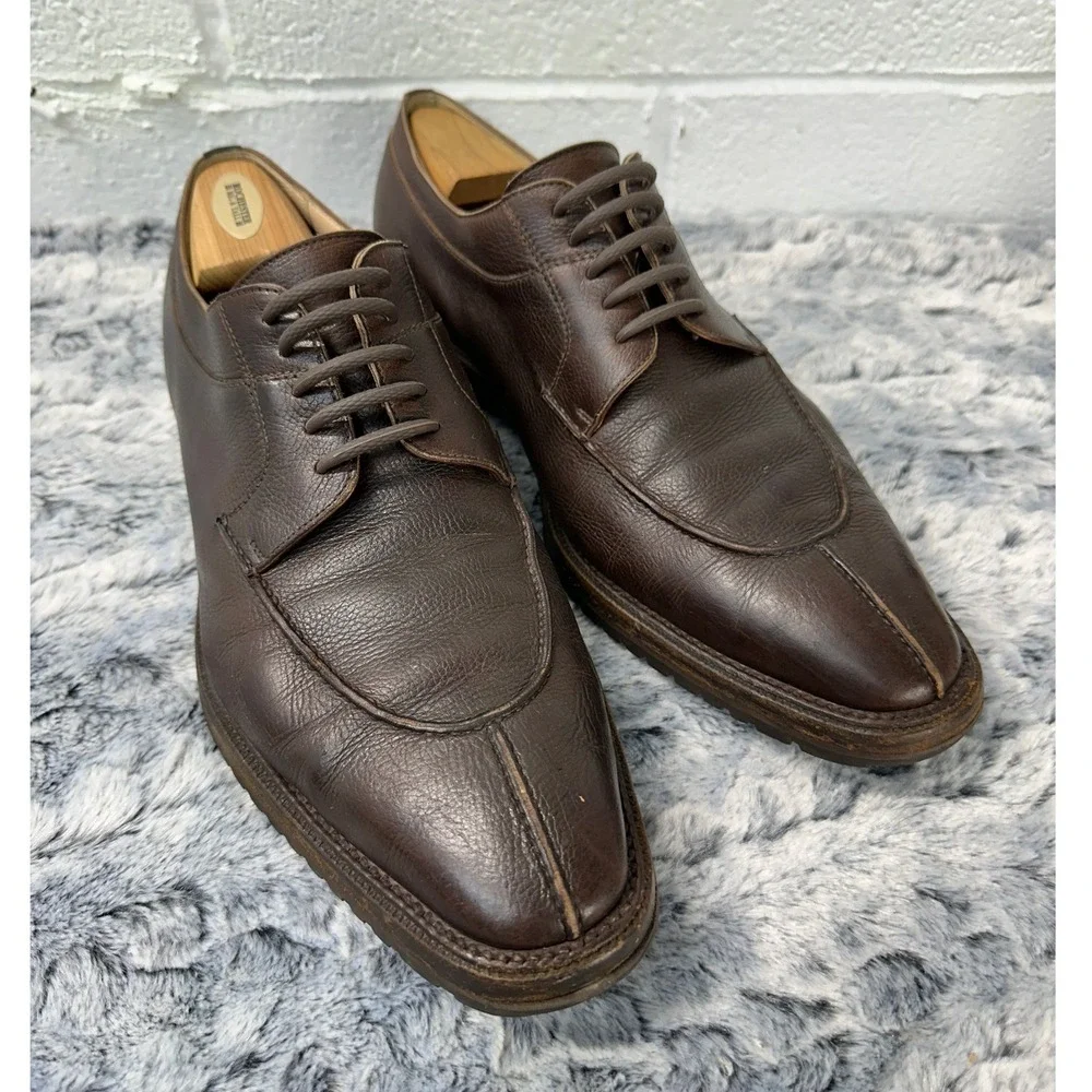 Wilson and Dean Wilkes Bashford Derby Shoes Brown Pebbled Leather / Mens 10.5